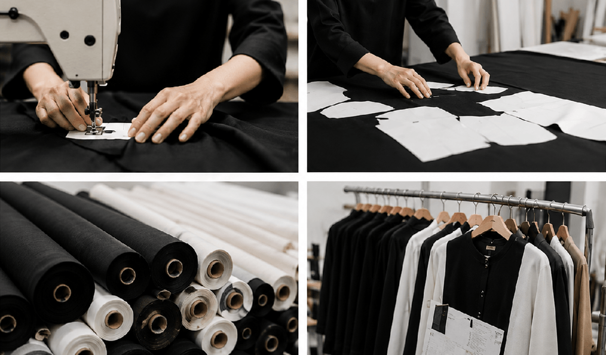 縫製、型紙、生地、検品などBOUTIQUE JUNKOのものづくり風景